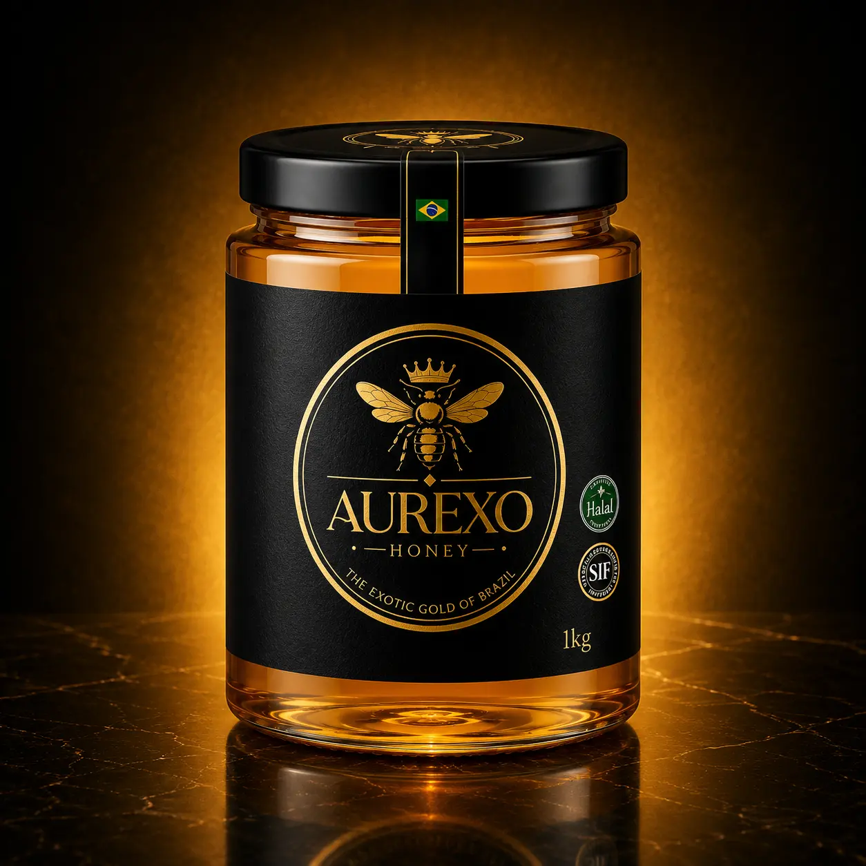 Embalagem AUREXO HONEY 1 kg de mel brasileiro