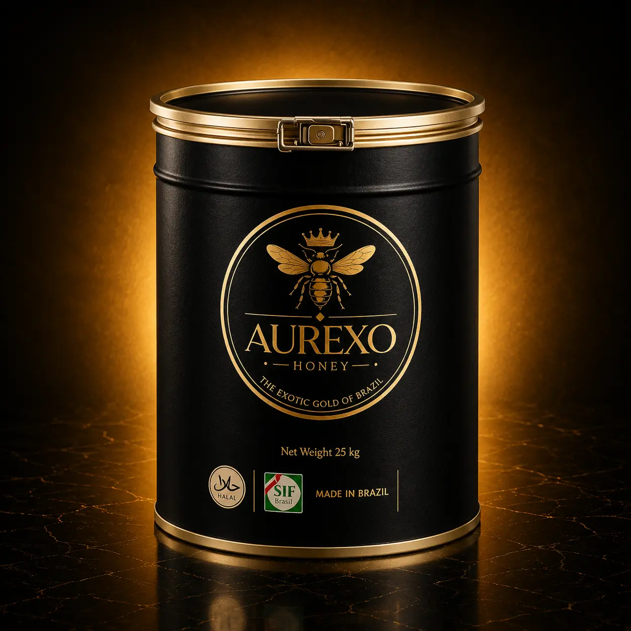 Embalagem AUREXO HONEY 25 kg de mel brasileiro
