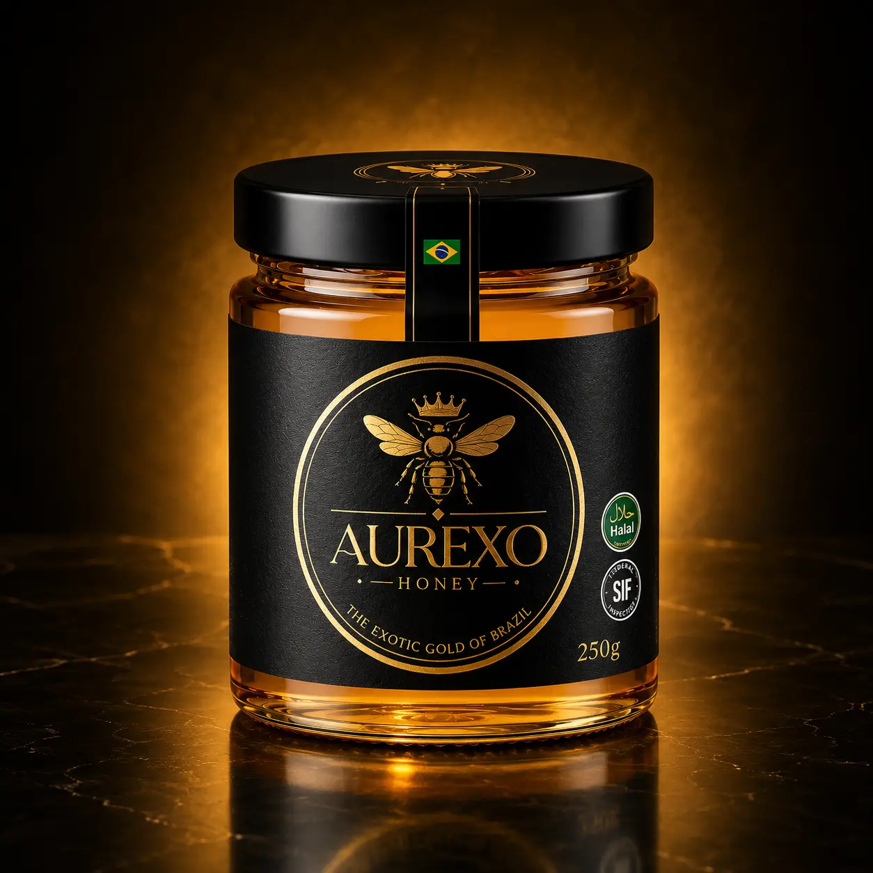 Embalagem AUREXO HONEY 250 g de mel brasileiro